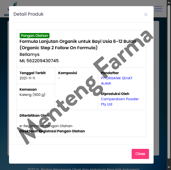 Bellamys Organic Step 2 - Susu Formula Bayi Organik 6-12 Bulan