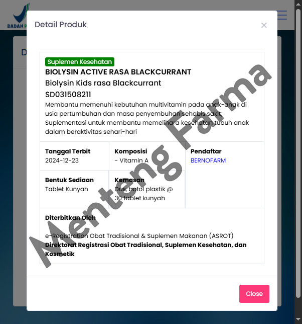Biolysin Active Rasa Blackcurrant 30 Tablet Kunyah - Tablet Multivitamin Anak