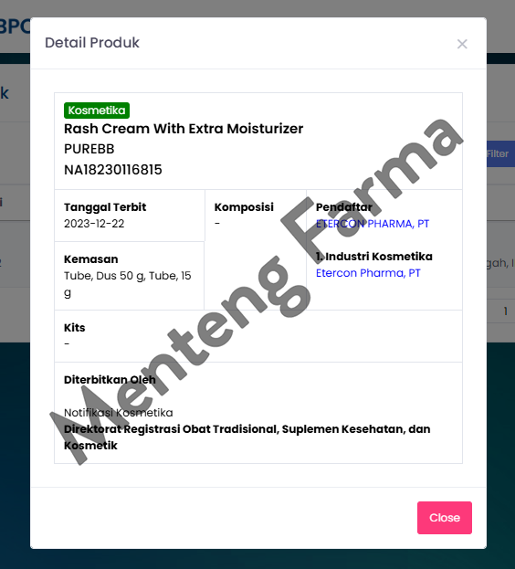 Pure Baby Rash Cream 50 Gram - Krim Pereda Gatal Ruam Popok