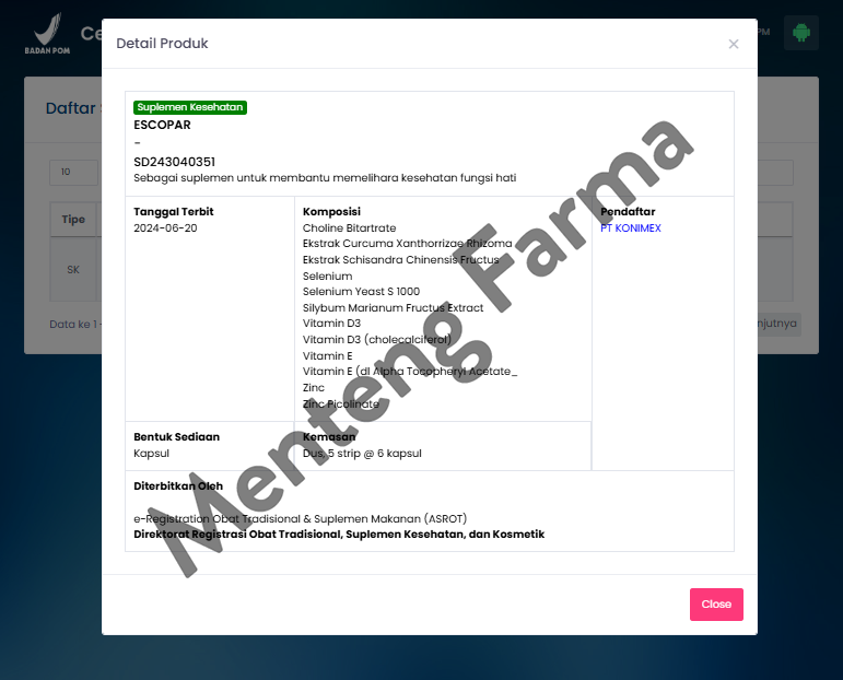 Escopar 6 Kapsul - Suplemen Kesehatan Hati