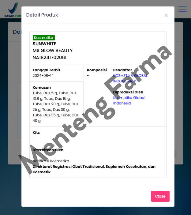 MS Glow Sun white SPF 50PA++++ 35 Gr - Melindungi dari Sinar UVA & UVB