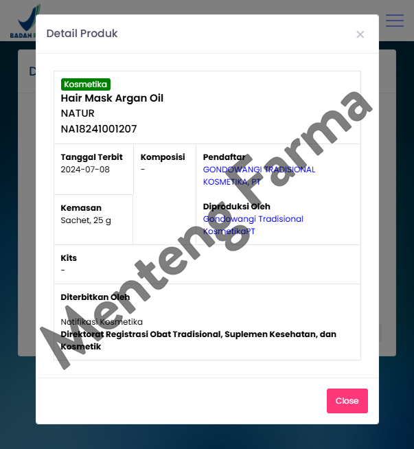 Natur Hair Mask With Argan Oil Sachet 15 Gram - Menutrisi dan Merawat Rambut Rusak