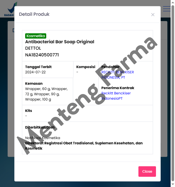 Sabun Mandi Batang Dettol Original - 100 gram