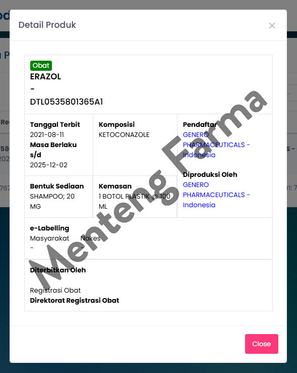 Erazol Medicated Shampoo 100 mL - Shampoo Anti Ketombe