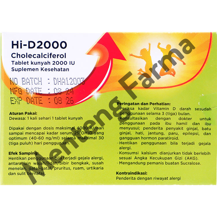 Hi-D 2000 Vitamin D3 6 Tablet Kunyah - Suplemen Kesehatan Vitamin D3