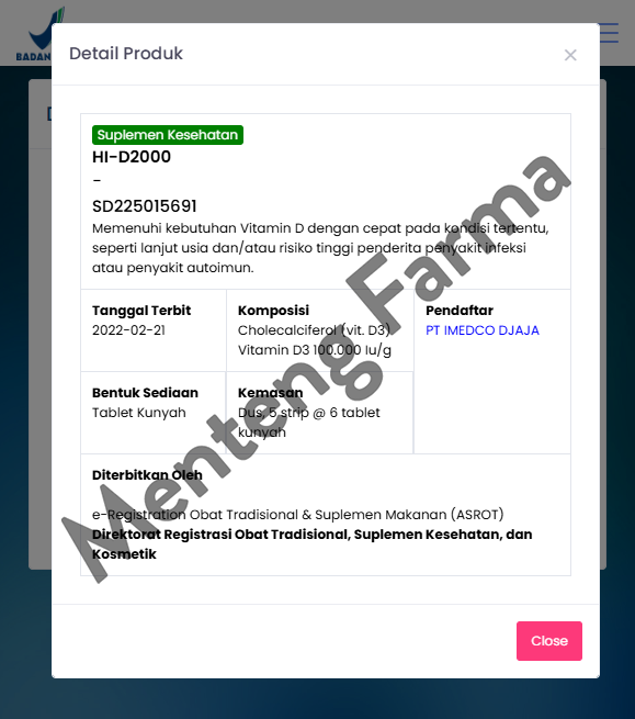 Hi-D 2000 Vitamin D3 6 Tablet Kunyah - Suplemen Kesehatan Vitamin D3