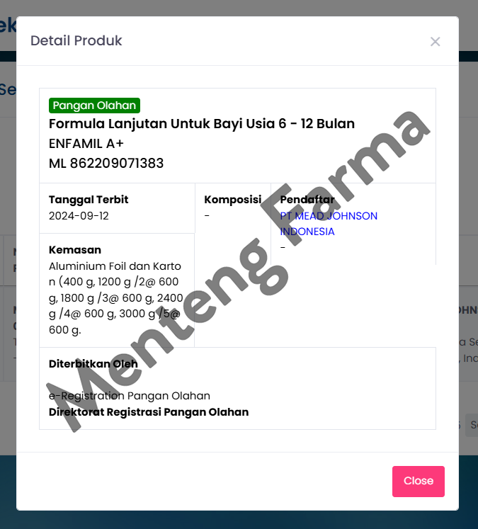 Enfamil A+ Tahap 2 Susu Formula Bayi Plain 1800 gr