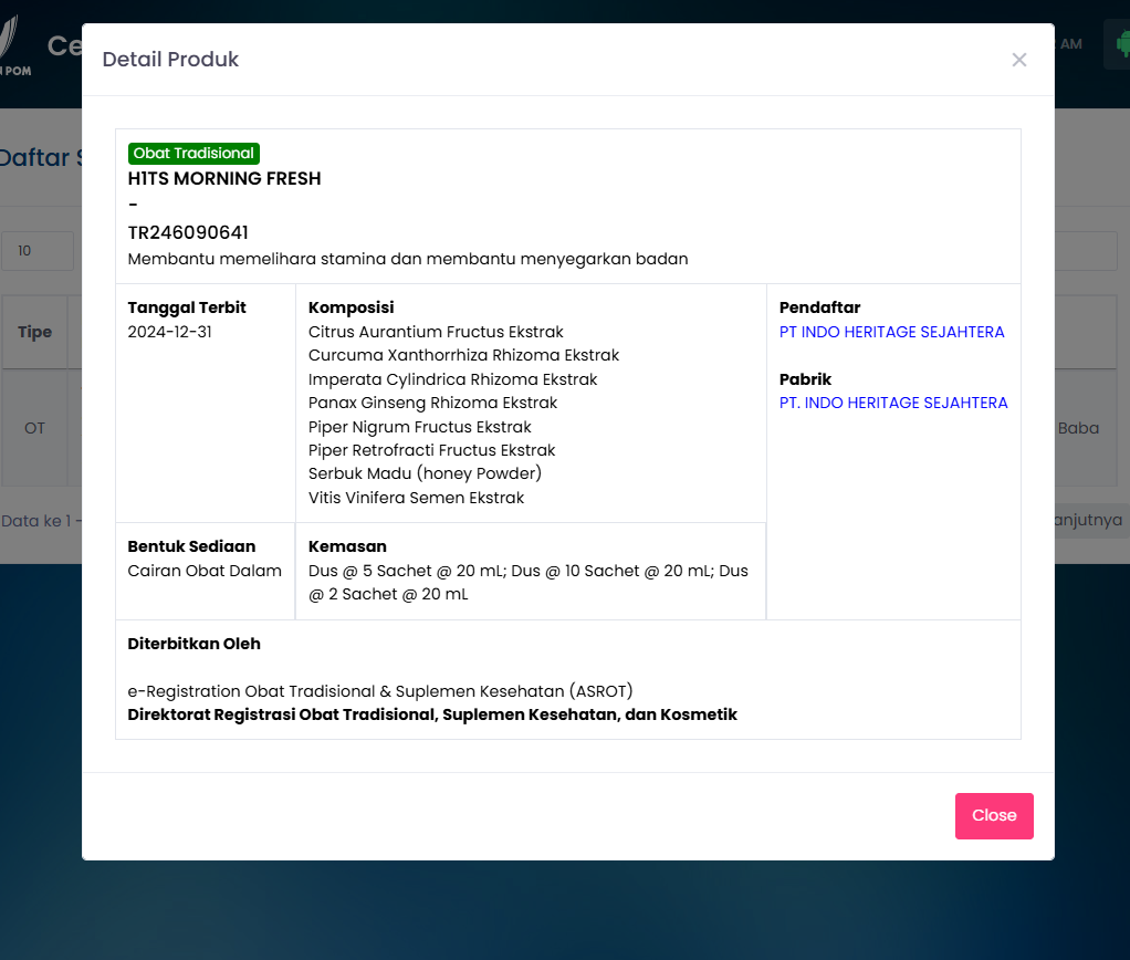 HITS Morning Fresh - Jamu Anti Hangover Travel Size