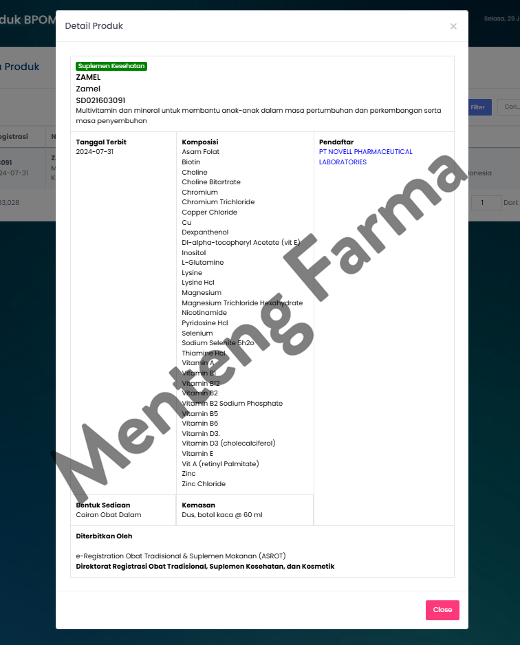 Zamel Sirup 60 mL - Multivitamin Pertumbuhan Anak