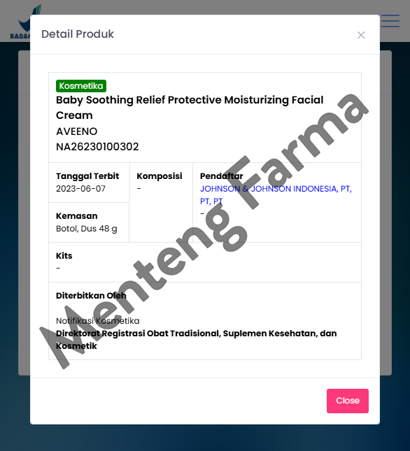 Aveeno Baby Soothing Relief Protective Moisturizing Facial Cream 48 Gr - Krim Wajah Bayi Kulit Kering Sensitif