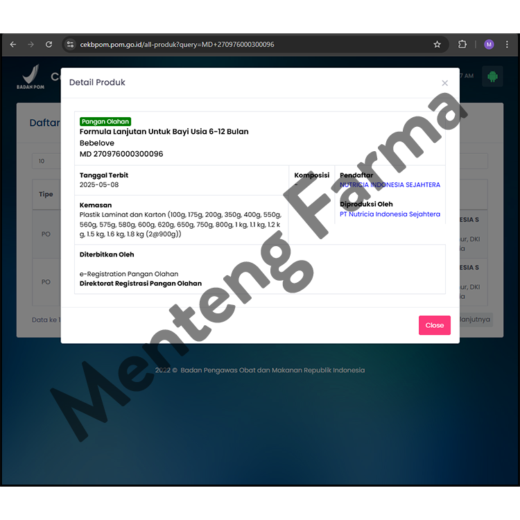 Bebelove 2 (6 - 12 Bulan) Formula Bayi Bubuk 175 Gram