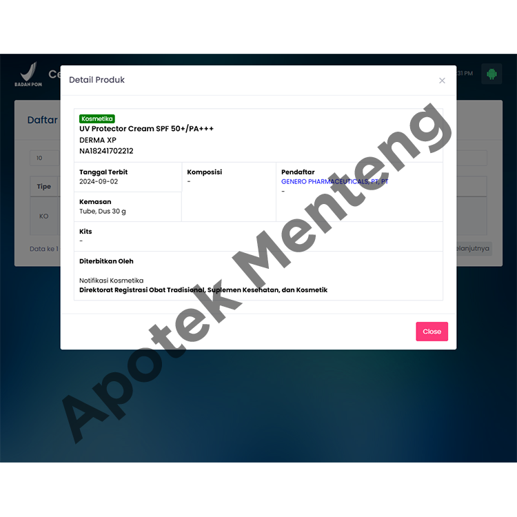 Derma XP UV Protector Cream SPF 50 - Sunscreen dan Antioksidan