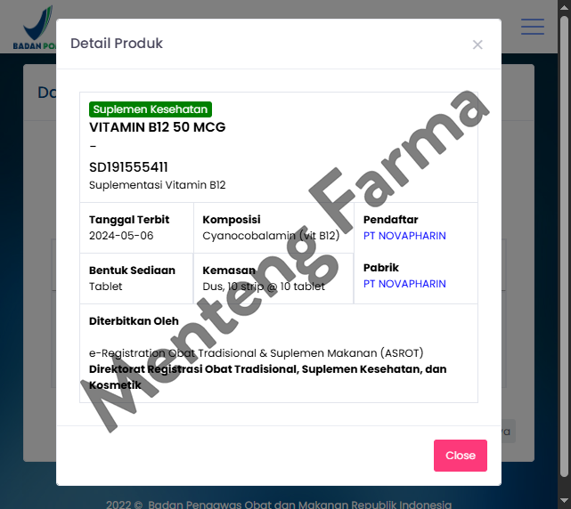 Vitamin B12 Novapharin 50 Mcg 10 Tablet - Suplementasi Vitamin B12