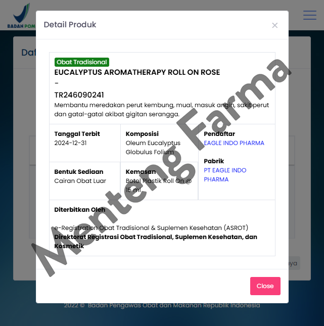 Minyak Eucalyptus Aromatherapy Cap Lang Roll On Rose 15 mL - Pereda Kembung dan Masuk Angin