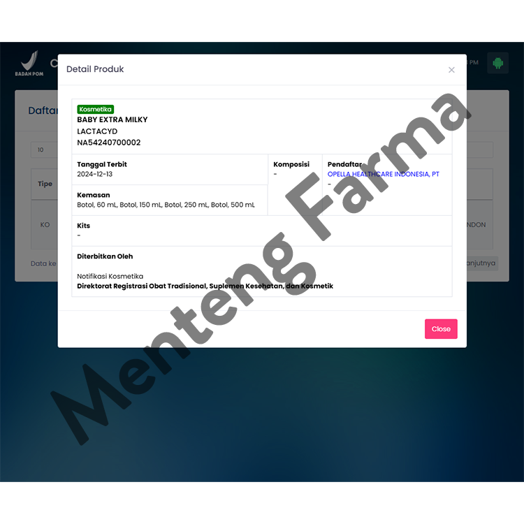 Lactacyd Baby Extra Milky 150 mL