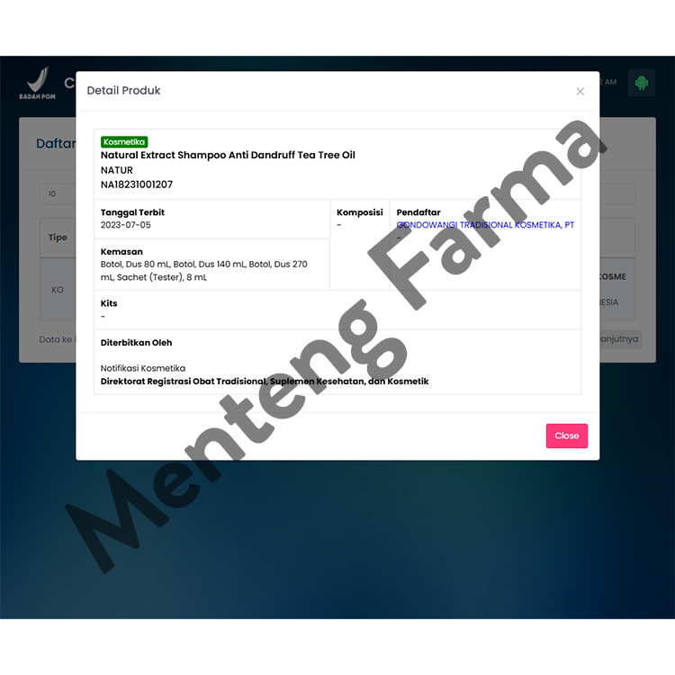 Natur Shampoo Tea Tree Oil 140 ML - Perawatan Anti Dandruff Rambut Berketombe