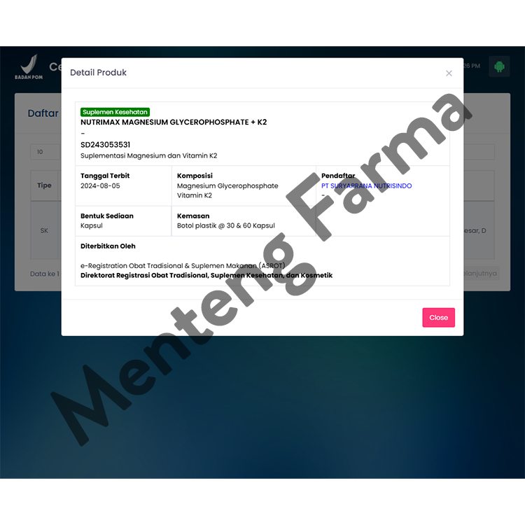 Nutrimax Magnesium Glycerophospate + K2 30 kapsul - Suplemen Kesehatan Magnesium dan Vitamin K2