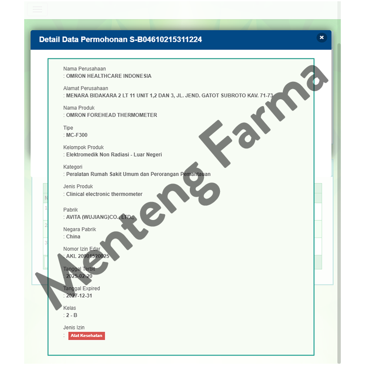 Omron Forehead Thermometer MC-F300 - Termometer Dahi Digital