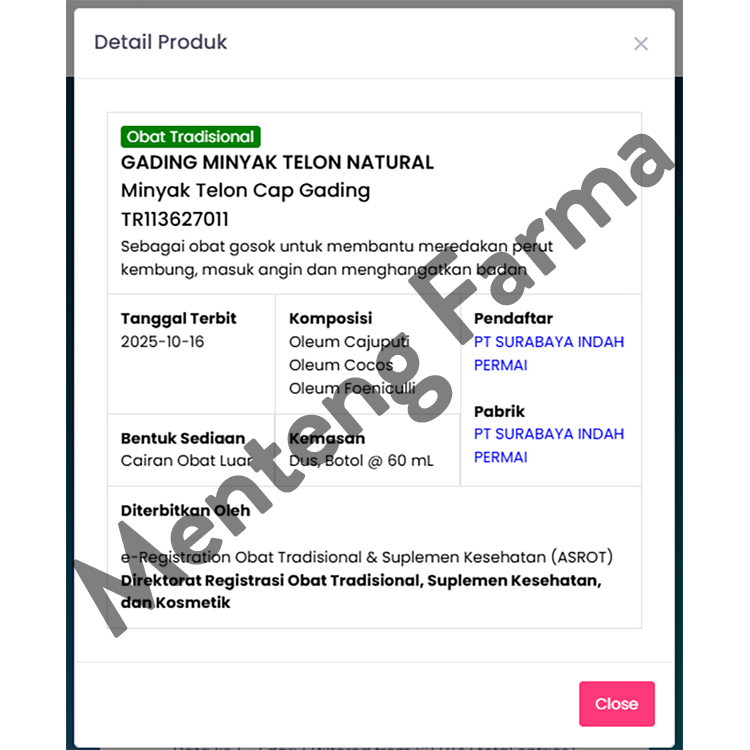 Minyak Telon Cap Gading Spray 60 mL - Menghangatkan Perut Kembung dan Masuk Angin