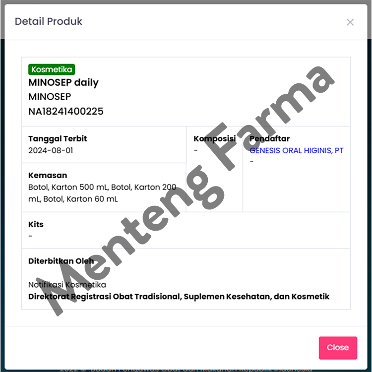 Minosep Daily Antiseptic Mouthwash 60 mL - Obat Kumur Antiseptik Chlorhexidine 0,06% untuk Mengatasi Bau Mulut dan Karang Gigi