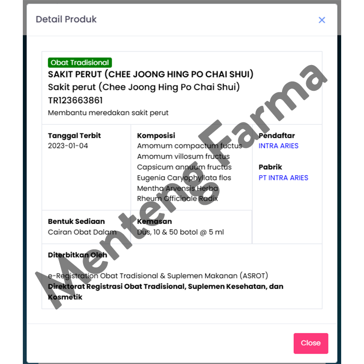 Chee Joong Hing Po Chai Shui - Obat Pereda Sakit Perut