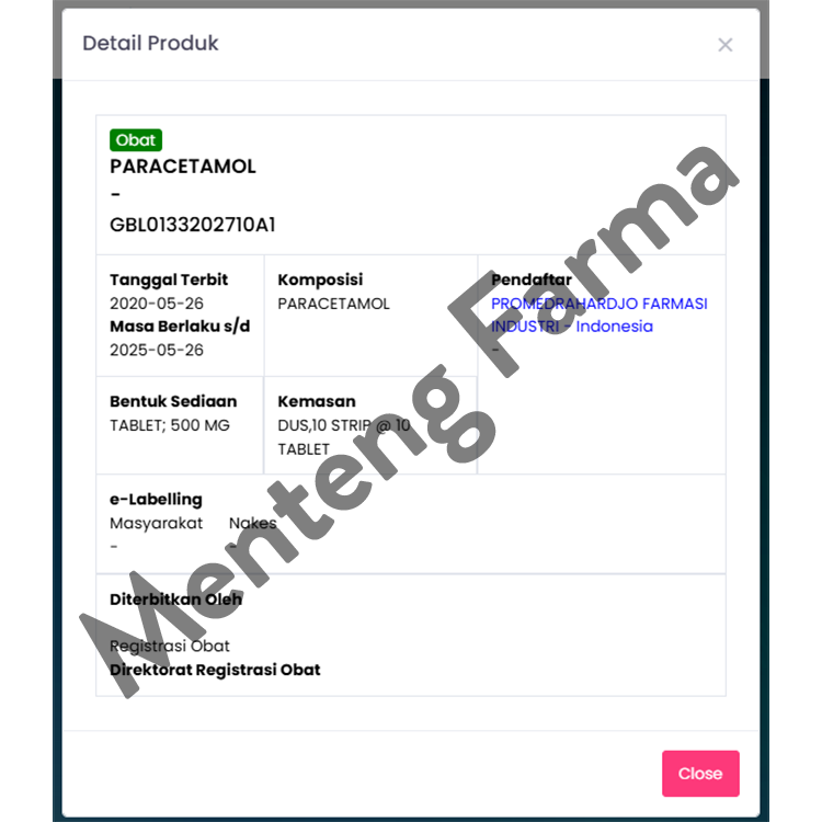 Paracetamol 500 mg Promed Strip 10 Tablet