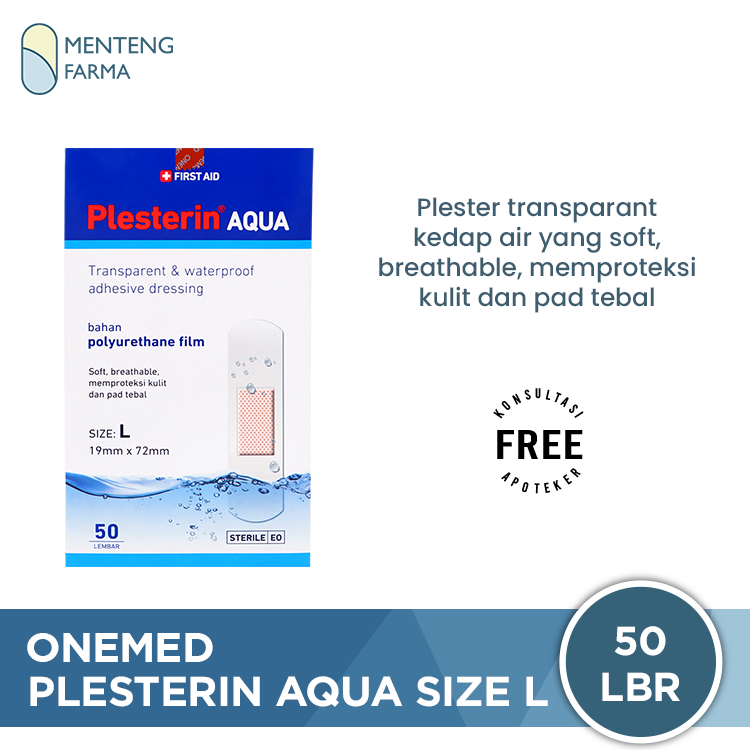 Onemed Plesterin Transparan Aqua L Steril Box Isi 50 Pcs - Plester Luka