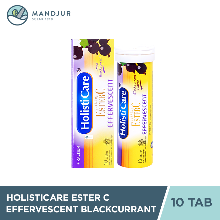 Holisticare Ester C Effervescent Blackcurrant 10 Tablet - Suplemen Vitamin C
