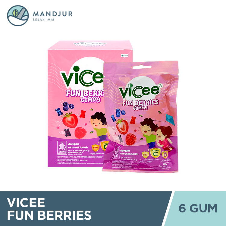 Vicee Fun Berries 1 Sachet isi 6 Gummy - Multivitamin Anak