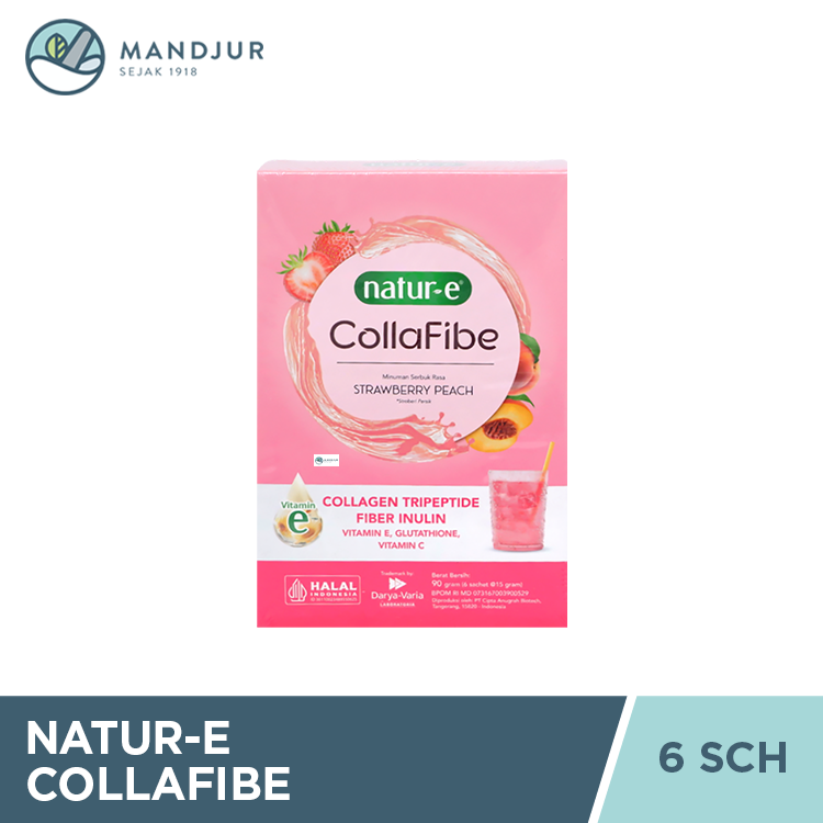 Natur-E Colla Fibe 1 Dus isi 6 Sachet - Gummy dengan Collagen, Vitamin E & Biotin