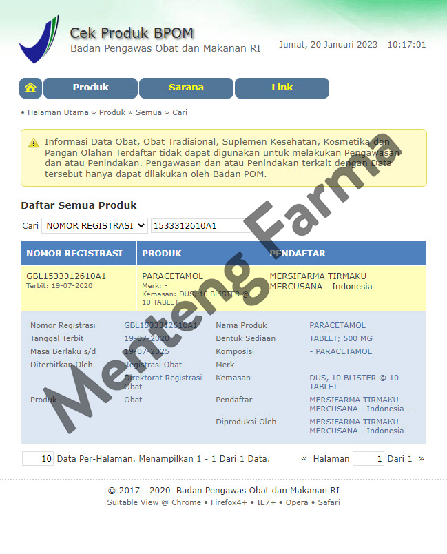 Paracetamol 500 Mg Strip 10 Kaplet - Pereda Nyeri dan Demam - Menteng Farma