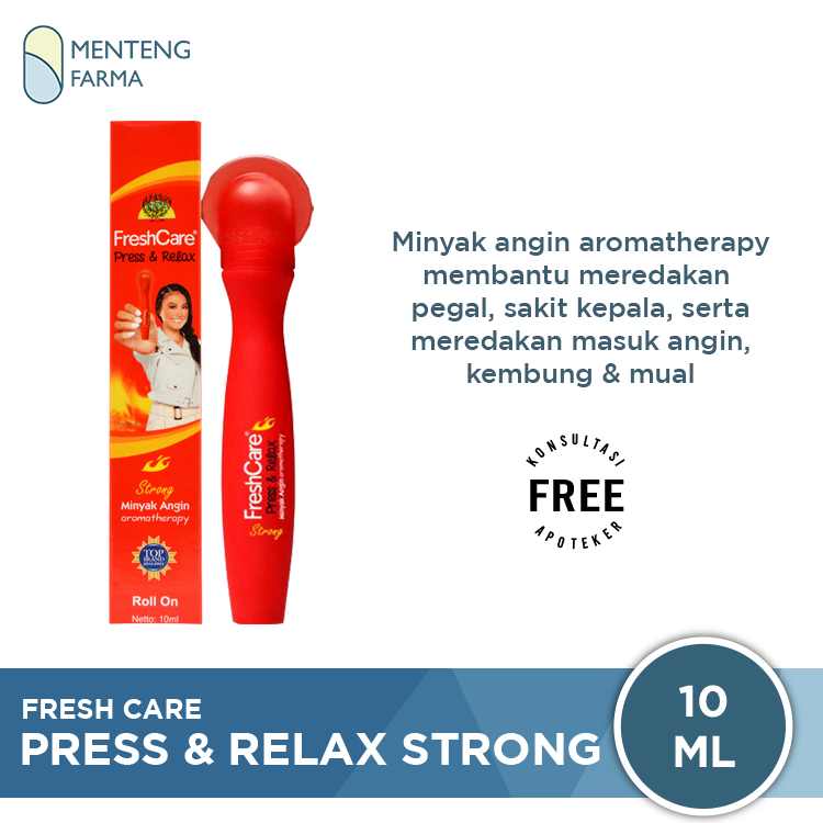 Freshcare Press & Relax Strong - Minyak Angin 2in1 Roll On dan Kerikan - Menteng Farma
