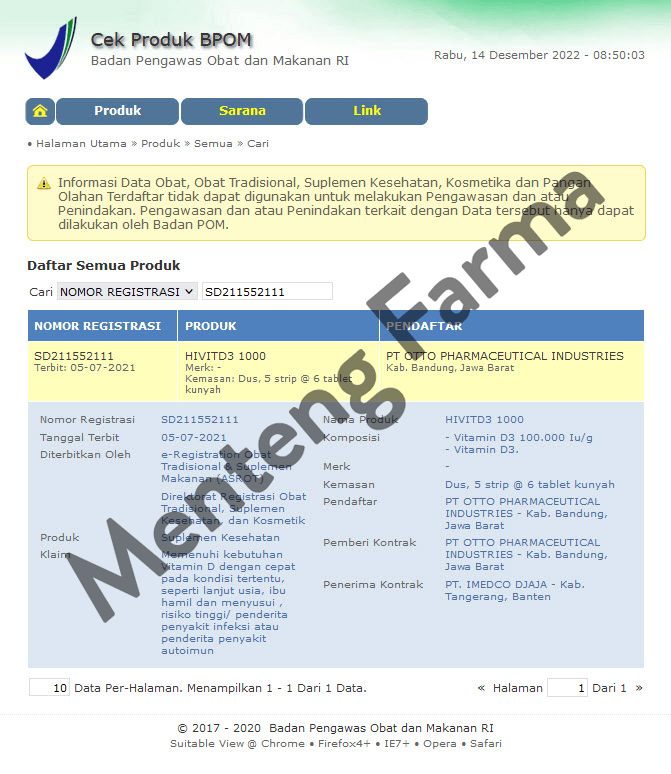 HiVit Vitamin D3 1000 IU 6 Tablet - Suplemen Vitamin D 1000 IU - Menteng Farma