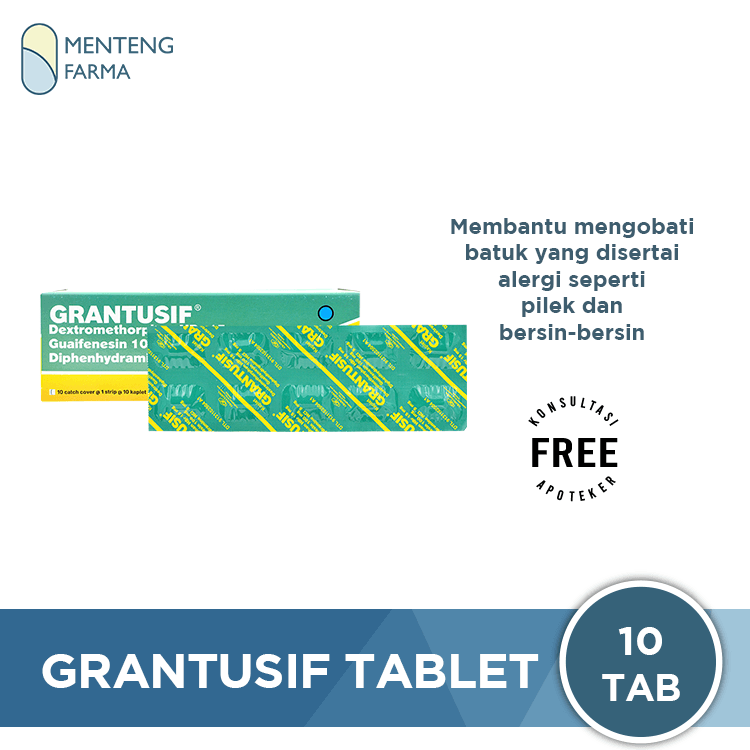 Grantusif 10 Kaplet - Obat Batuk Pilek Alergi - Menteng Farma