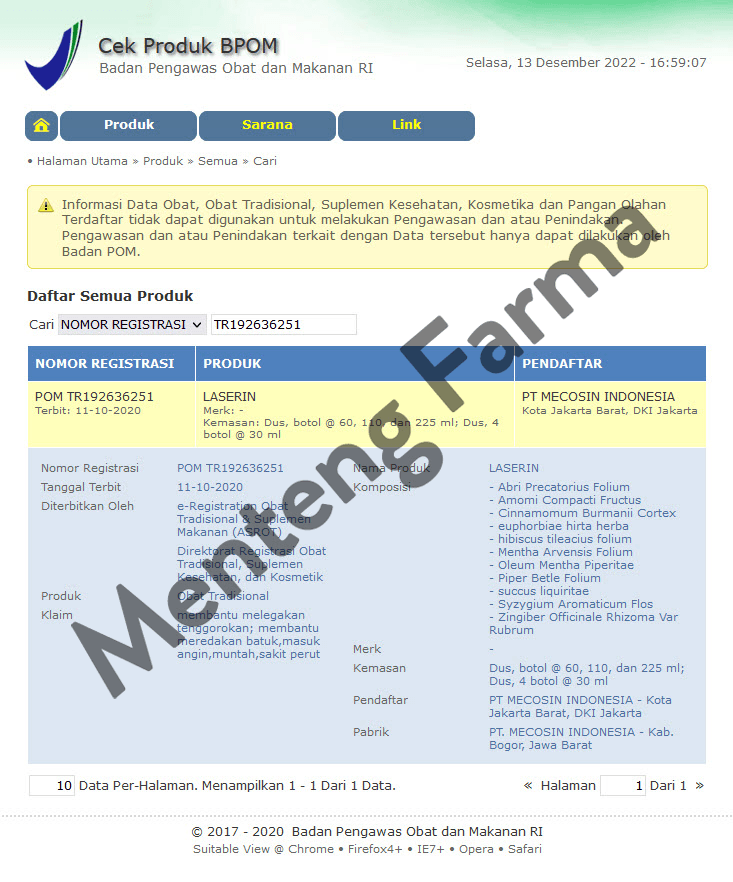 Laserin 110 mL - Sirup Pereda Batuk - Menteng Farma