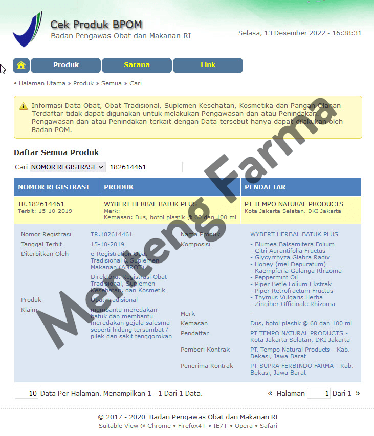 Wybert Herbal Batuk Plus Sirup 60 mL - Obat Batuk Herbal - Menteng Farma