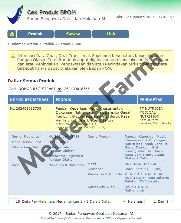 Nutricia Nutrinidrink Rasa Vanila - Menteng Farma