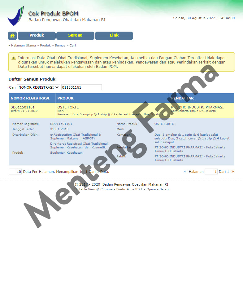 Oste Forte 6 Kaplet - Suplemen Kesehatan Persendian - Menteng Farma
