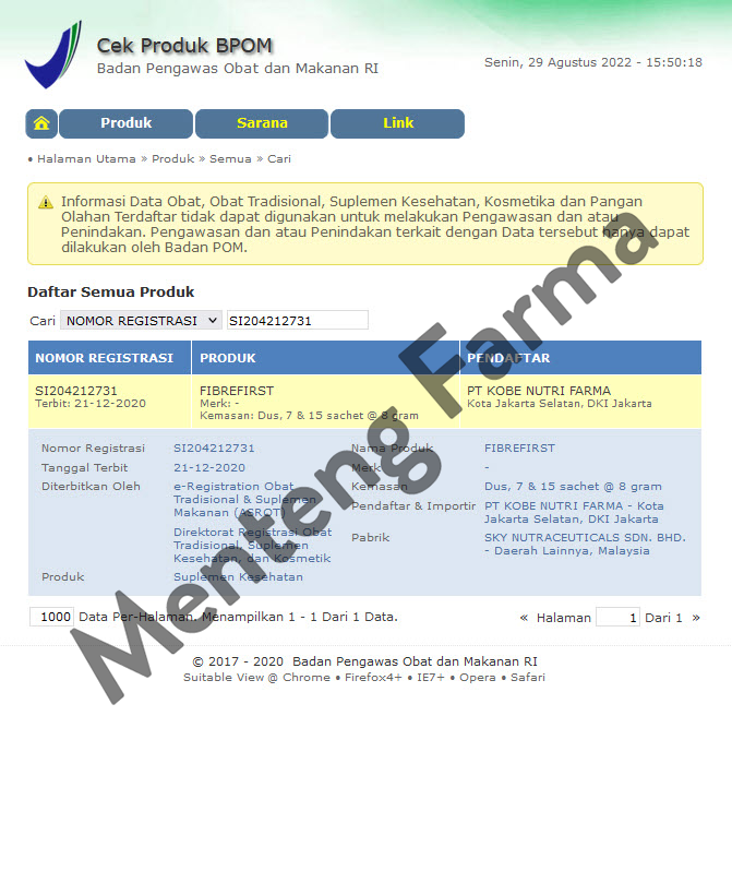 FibreFirst 15 Sachet - Suplemen Serat Premium Two Weekly Pack - Menteng Farma