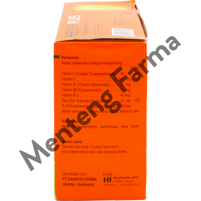 Hevit-Plus 10 Kaplet - Multivitamin, Vitamin C 500mg, dan Zinc - Menteng Farma
