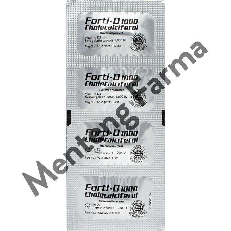 Forti-D 1000 Vitamin D3 4 Kapsul - Suplemen Vitamin D3 - Menteng Farma