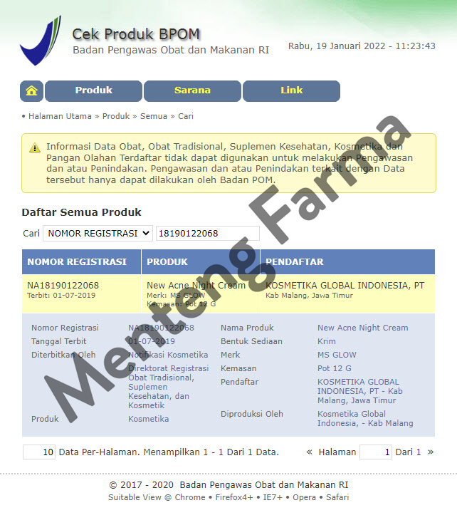 Ms Glow Acne Night Cream 12 Gr - Krim Malam Untuk Kulit Berjerawat - Menteng Farma