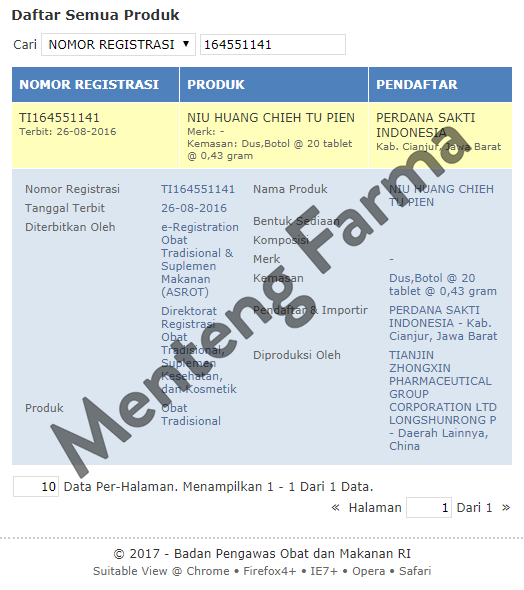 Niuhuang Chieh Tu Pien - Isi 20 Tablet - Menteng Farma