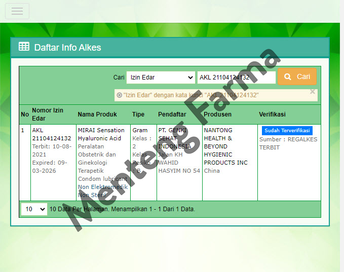 Mirai Sensation Hyaluronic Acid - Pelumas Lubricant Dengan Hyaluronic Acid - Menteng Farma