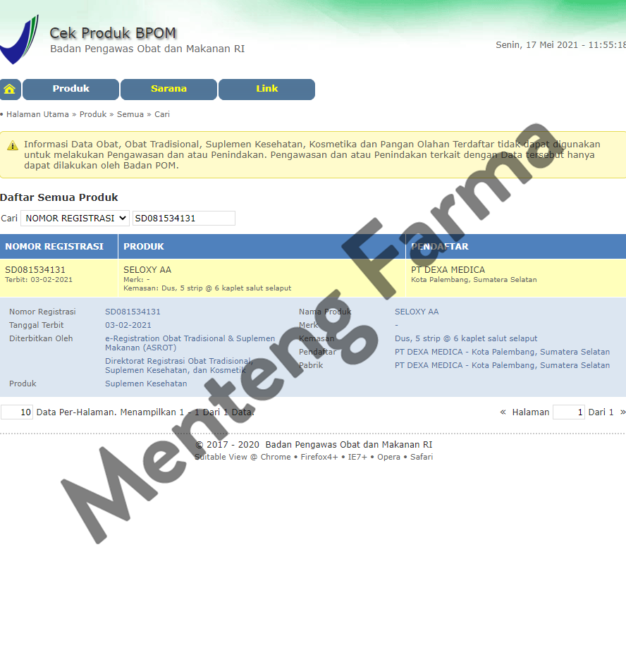 Seloxy AA 6 Kaplet - Suplemen Antioksidan & Kesehatan Kulit - Menteng Farma