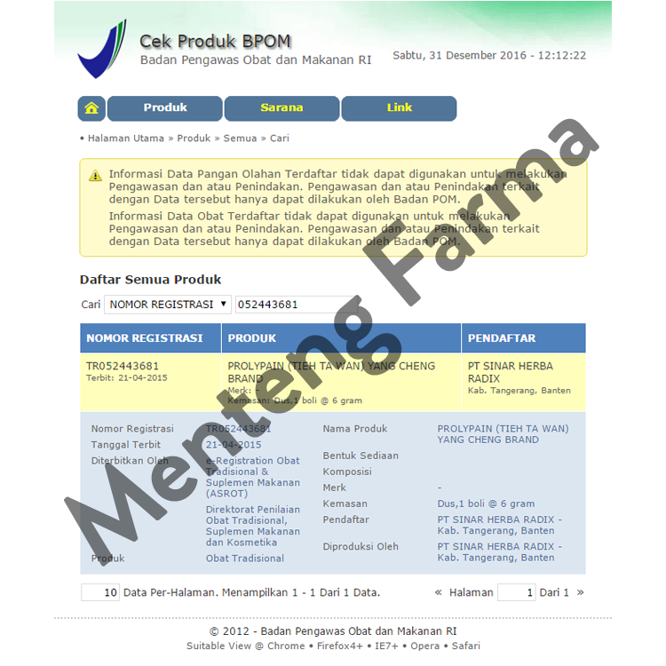 Prolypain (Tieh Ta Wan) - Box Besar isi 12 Box Kecil - Menteng Farma