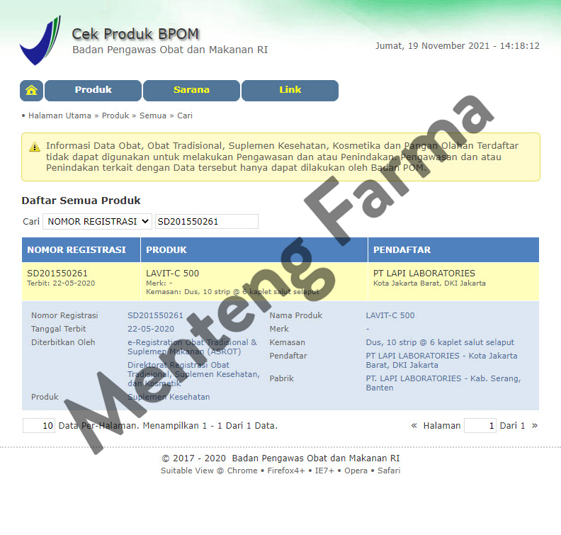 Lavit C 500mg (Buffered) 6 Kaplet - Suplemen Vitamin C Aman di Lambung - Menteng Farma