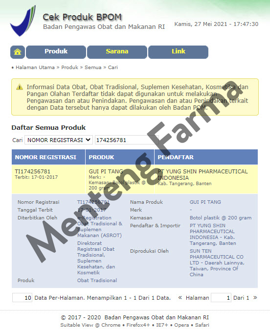 Gui Pi Tang - Menormalkan Sirkulasi Darah - Menteng Farma