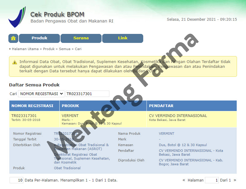 Vermint 12 Kapsul - Obat Demam Tipes dan DBD - Menteng Farma