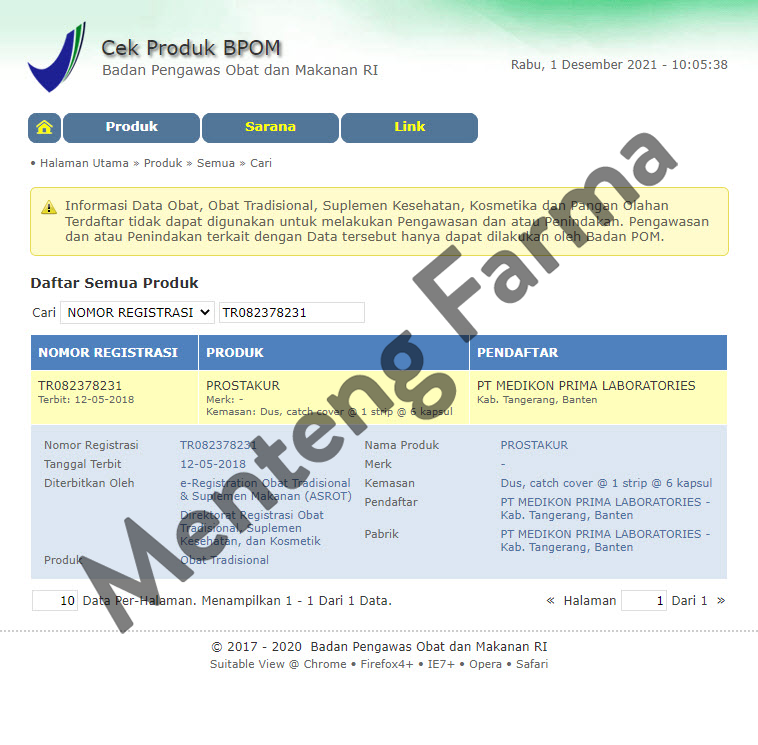 Prostakur 6 Kapsul - Memelihara Kesehatan Prostat - Menteng Farma